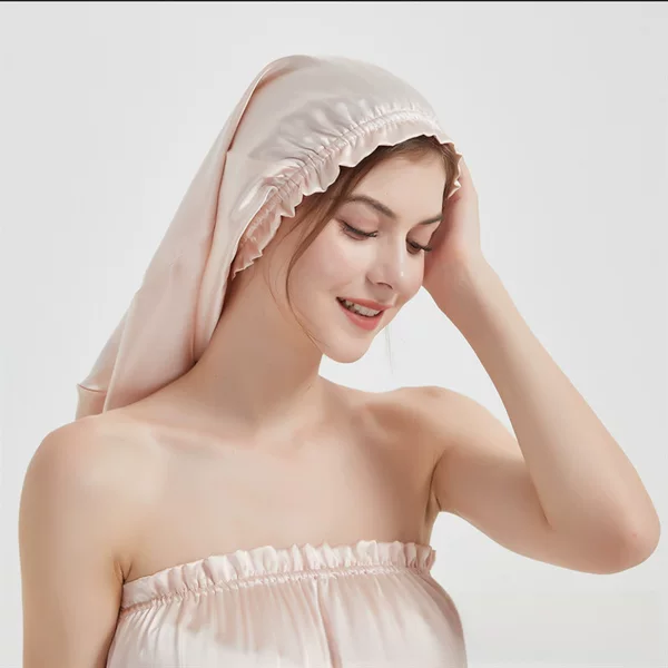 Amazon Cross-Border Fungus Lace Long Tube Mulberry Silk Nightcap Hair Hat for Women at Home with Long Hair 50cm