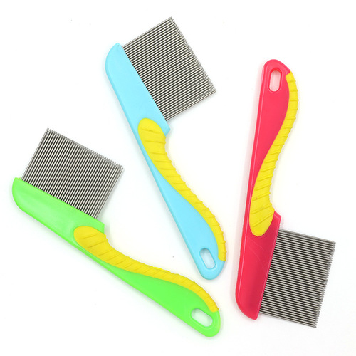 Wholesale flea comb for dogs and cats, stainless steel comb to remove eggs, pet grate comb to remove lice, comb to open knots, beauty seahorse comb