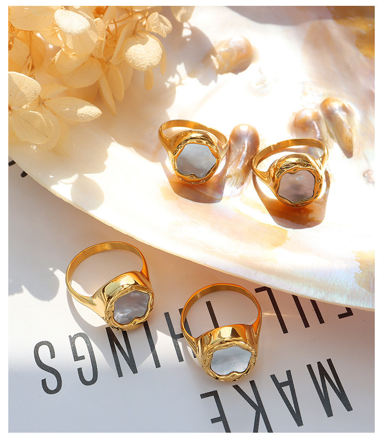 304 Stainless Steel Material Geometric Pattern PVD Coated Real Gold Plated 18K Gold Geometric 304 Stainless Steel Fashion Waterproof Non Tarnish Rings