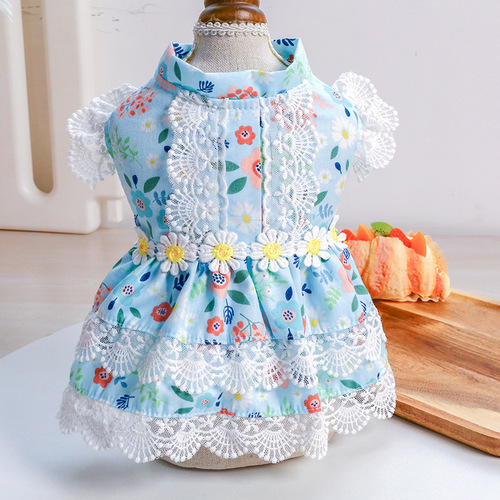 Pet Clothes Teddy Bichon Clothing Factory Direct Supply Endless Summer Floral Dress Princess Lace Flower Dog Clothes