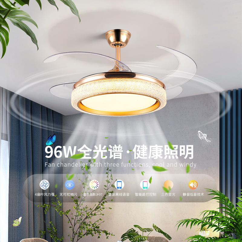 隐形风扇灯2025新款吊扇吸顶隐形家用客厅餐厅卧室带电扇一体吊灯