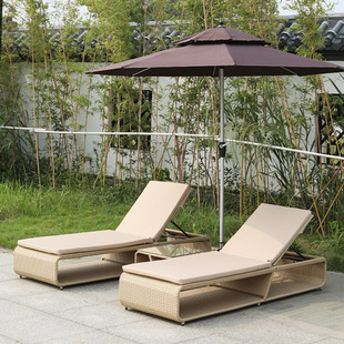 Outdoor Lounger Courtyard Round Bed Outdoor Balcony Swimming Pool Lazy Outdoor Sofa Bed Beach Lounger Waterproof Sun Protection