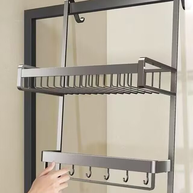 Bathroom Storage Rack, No-Drill Toilet Shelf, Glass Door Hanging Basket Storage Rack Bathroom Storage Rack, No-Drill Toilet Shelf, Glass Door Hanging Basket Storage Rack