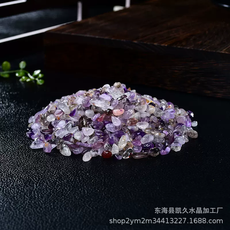 厂家供应天然超七紫发水晶碎石水晶鱼缸装饰 消磁石水晶装饰石批