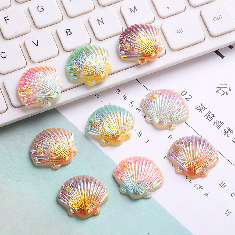 電気メッキグラデーションカラーシミュレーションシェル diy 樹脂ジュエリーアクセサリー携帯電話ケースパッチ美容材料|undefined