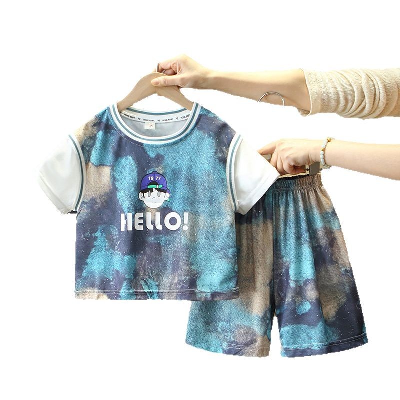 7949 traje deportivo de traje de baloncesto de verano para niños 2025 nuevo traje de verano de dos piezas de manga corta para niños de secado rápido