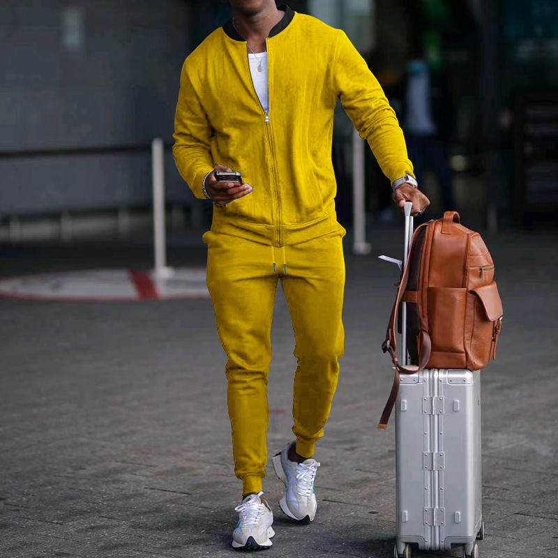 700g Weight Long Sleeve Sleeve Length Cotton Blend, Polyester Fabric Type Pants Sets Sets Type 2 Pieces Set Quantity Casual Occasion Collarless Neckline Regular Fit Fit Type Solid Color Pattern Spring, Autumn Season Men's Gender Simple Style Style Casual Men's Simple Style Solid Color Cotton Blend Polyester Pants Sets 45