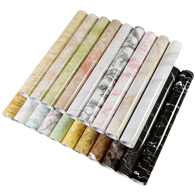 Self-adhesive Marble Vinyl Sticker Roll, Waterproof & Heat‑Resistant, Widths 40–120 cm
