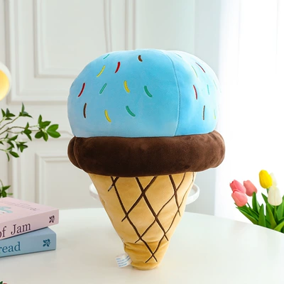 Ice Cream Pillow, Ice Cream Plush Toy, Cone Doll, Manufacturer Wholesale, Plush Doll, Sofa Cushion, Decoration (Oyuncaq yastıqlar) - blue-ice-cream-40cm