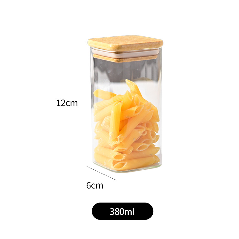 vidrio bambú cubierta sellado tanque de almacenamiento de condimentos de granos gruesos frutas secas té granos de café tanque de almacenamiento sellado a prueba de humedad