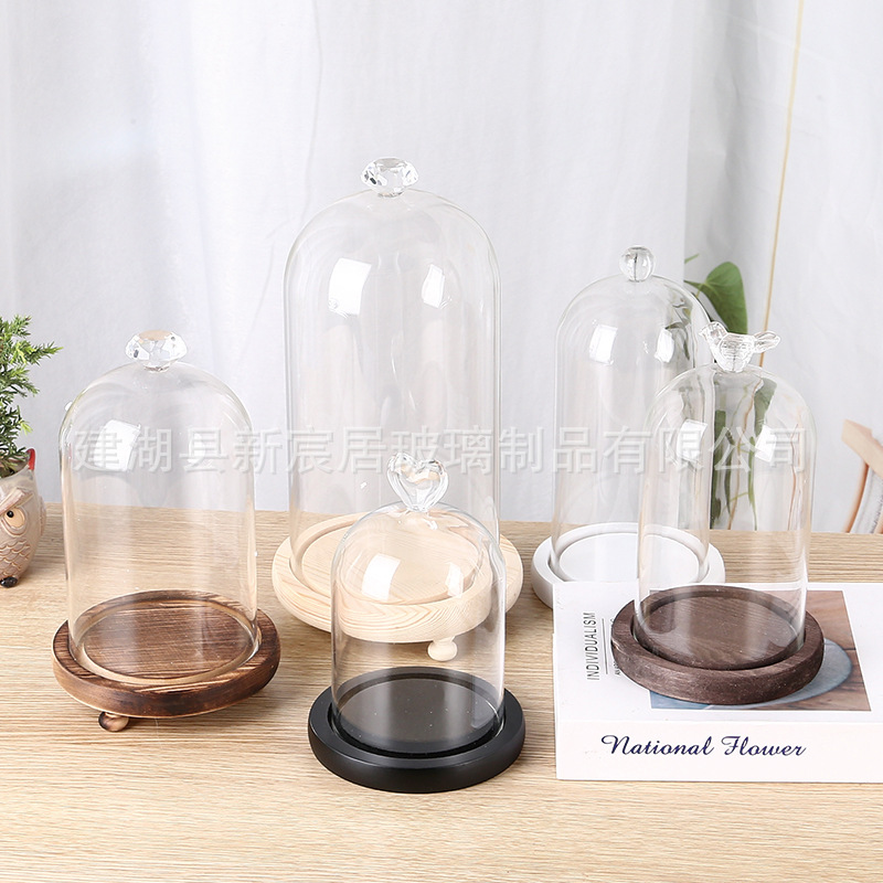 Venta al por mayor amor cubierta de vidrio cubierta de polvo transparente micro paisaje Pantalla de vidrio cubierta de escritorio adornos hechos a mano