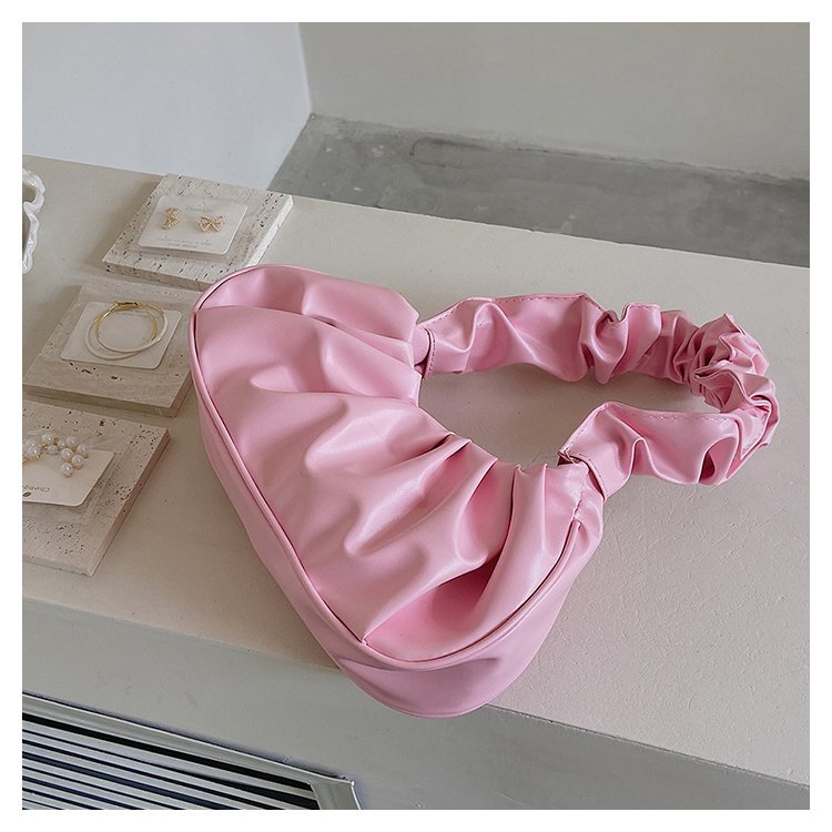 thumbnail image 1 of Bolso de mano para axilas de verano para mujer, novedad de 2023, bolso de hombro a la moda de estilo coreano, pliegues femeninos, bolso cuadrado pequeño simple, rosa, 1 of 2