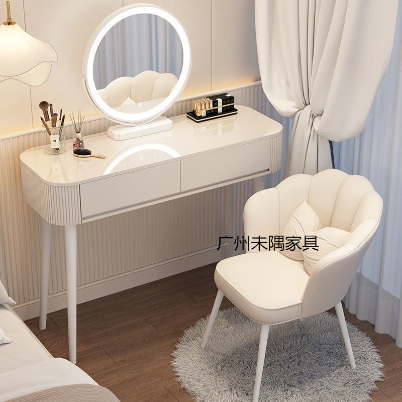 Simple modern small apartment dressing table for home use, bedroom makeup table, light luxury wabi-sabi cream style makeup desk Simple modern small apartment dressing table for home use, bedroom makeup table, light luxury wabi-sabi cream style makeup desk