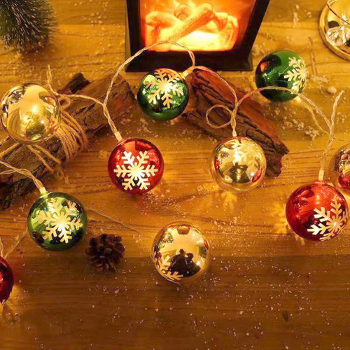圣诞节日氛围装饰led电镀球灯串小灯 圣诞树挂件电镀星星彩灯串灯