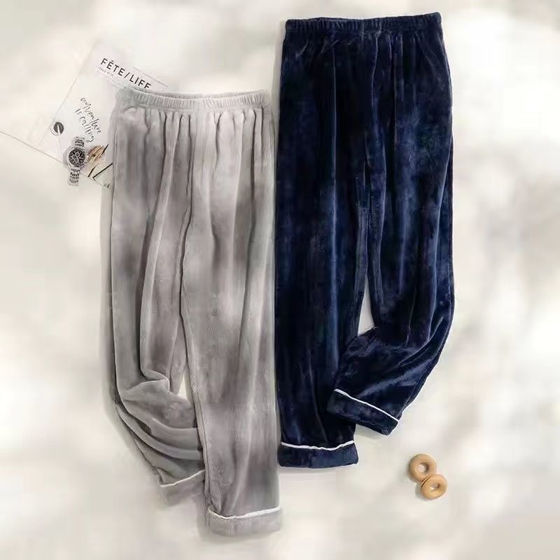 (2개) 남성바지 2팩 두꺼운 플란넬 가을 겨울 잠자리용 따뜻한 산호양털 대형사이즈 따뜻한 아우터