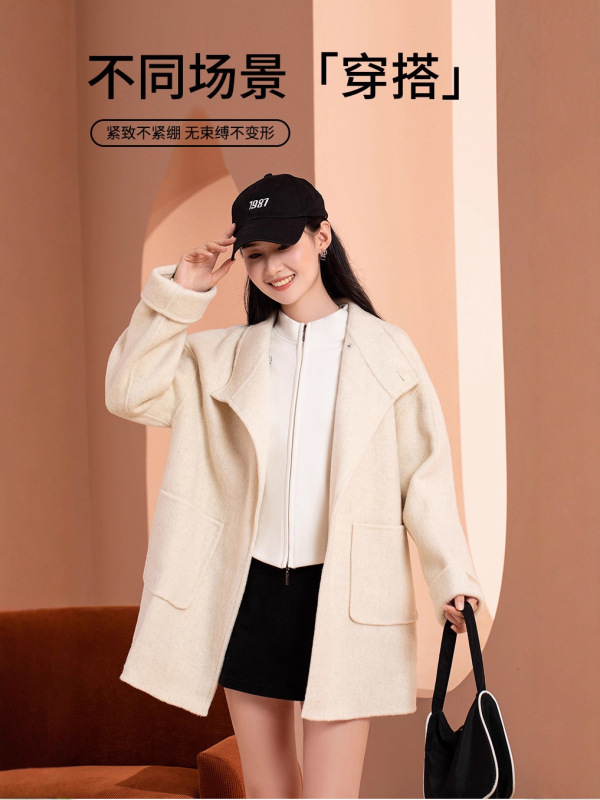 爆款秋冬女士短外套羊绒立领修身卫衣小香风长袖薄款保暖开衫上衣|undefined