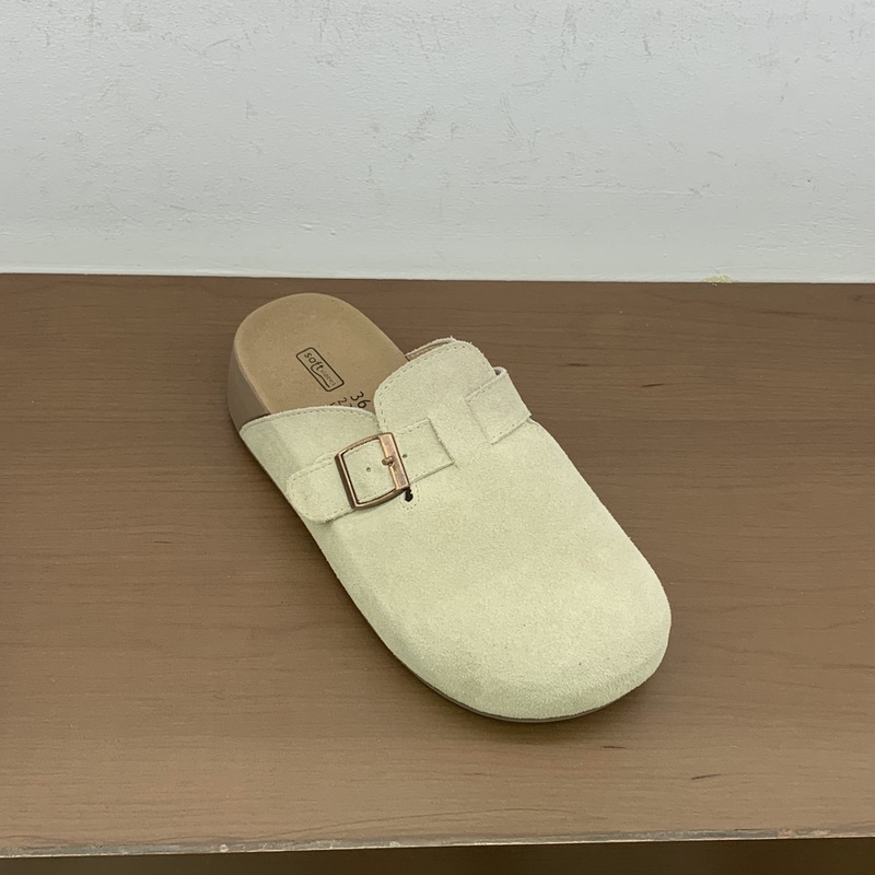小个子厚底增高森系文艺风包头半拖鞋女外穿一脚蹬丑萌真皮勃肯鞋|undefined