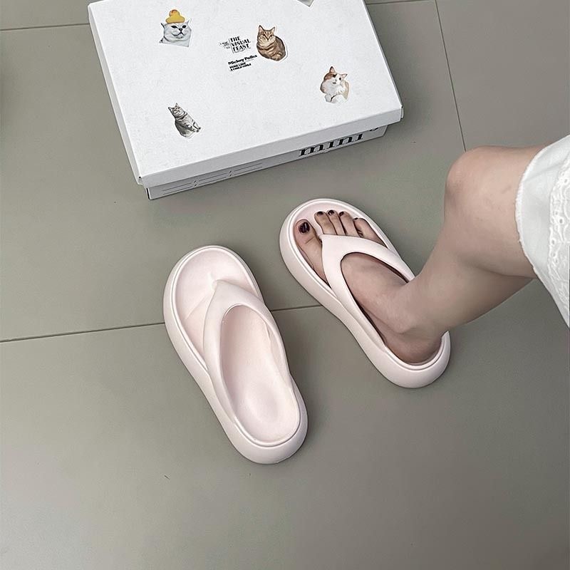 女性が外で履くためのかわいいビーチサンダル、2025春夏の新しいスタイル、女性用の厚底滑り止めビーチサンダル|undefined