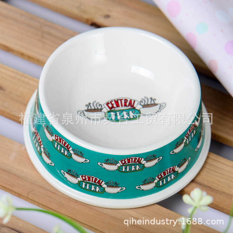 Tazón de gato Tazón de comida para mascotas de cerámica Tazón de perro Tazón de gato Tazón de agua Boca inclinada Protección de pie alto Marco de madera de columna Tazón doble personalizado