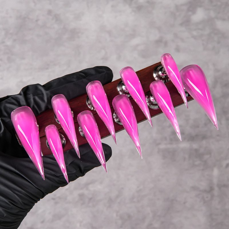Ice-Clear Peach Pink Dragon Claw Fake Nails, Transparent and Sharp Pointed Tips, Brightening Effect, Girly Style, Long Length, Purely Handmade Wearable Nails Ice-Clear Peach Pink Dragon Claw Fake Nails, Transparent and Sharp Pointed Tips, Brightening Effect, Girly Style, Long Length, Purely Handmade Wearable Nails