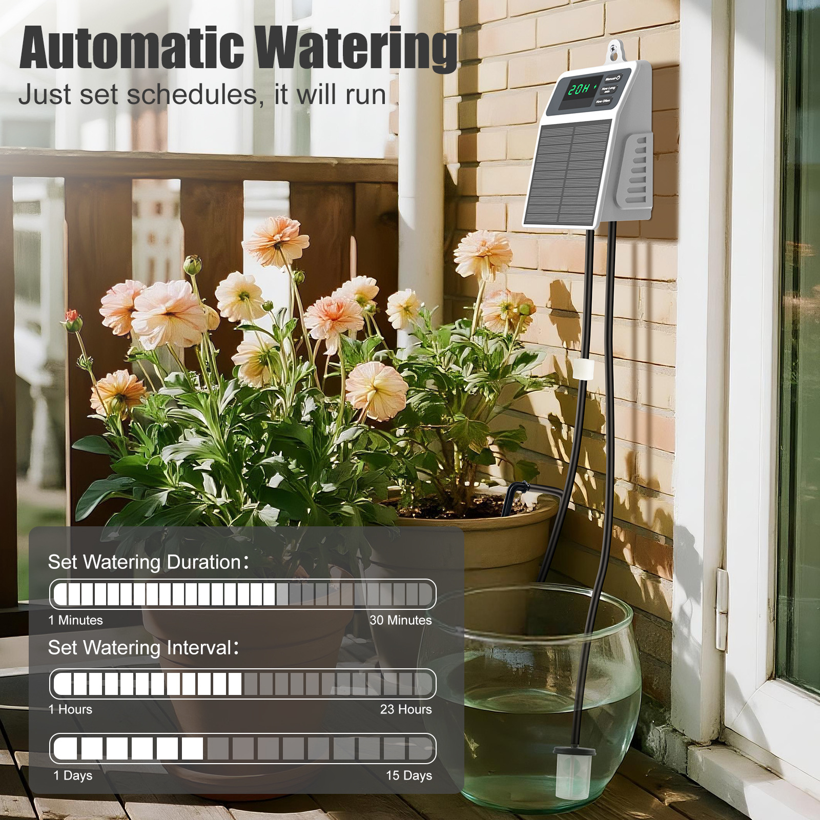 Solar Powered Flower Drip Irrigation System For Garden And Balcony_voghion.com