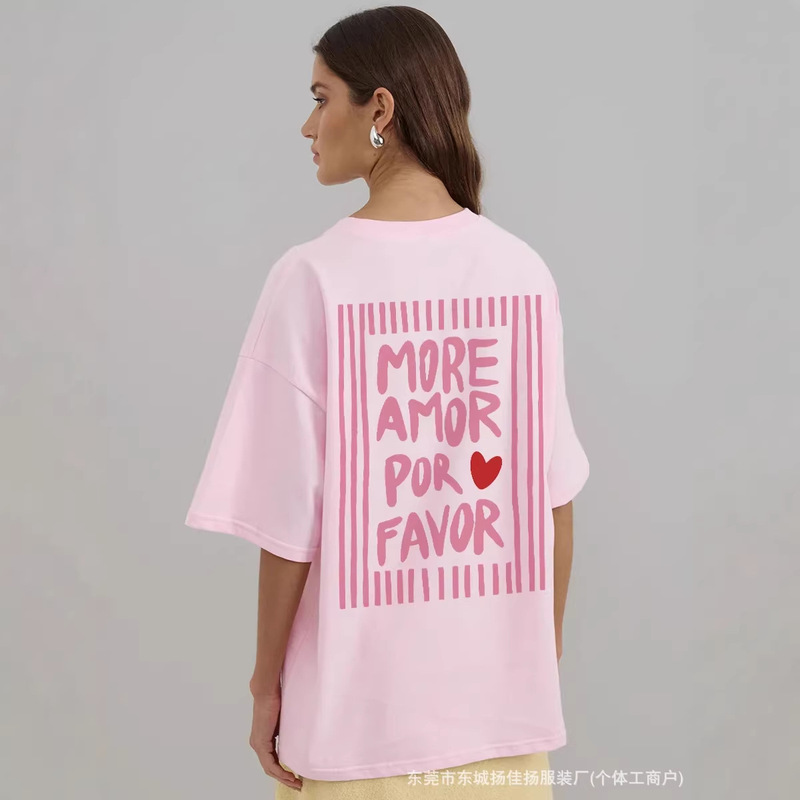 100% Pure Cotton Short-Sleeved T-Shirt, Lazy Style, Fashionable, Loose, Versatile and Comfortable, 2026 Summer Sweet Printed Top Ins