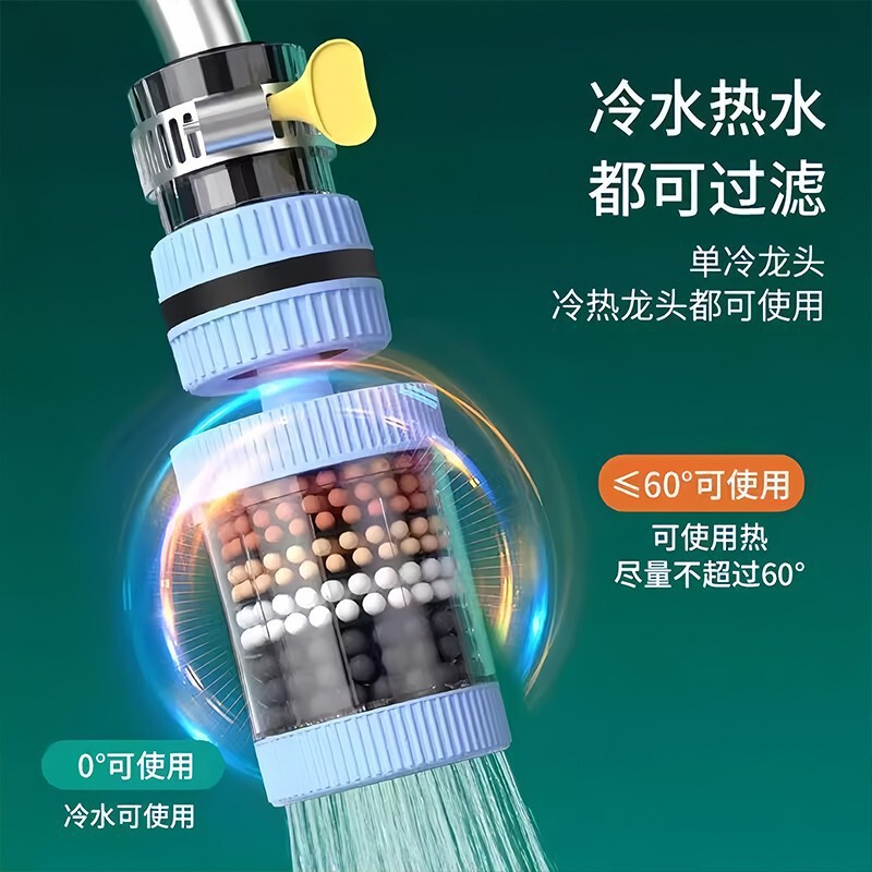 New Universal Faucet Filter Splash-Proof Showerhead Six-Layer Water Purifier for Home Kitchen, Detachable and Washable, Available for Dropshipping