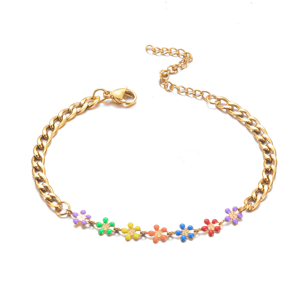 Handmade Chain Chain Type Cute Heart Shape 304 Stainless Steel Bracelets In Bulk