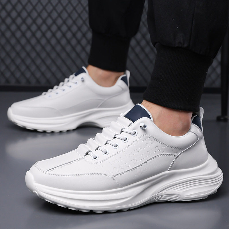 Giày thể thao nam da lộn nhẹ đế mềm phong cách casual, gót 3–5 cm — H6609 màu trắng, H6609 màu đen