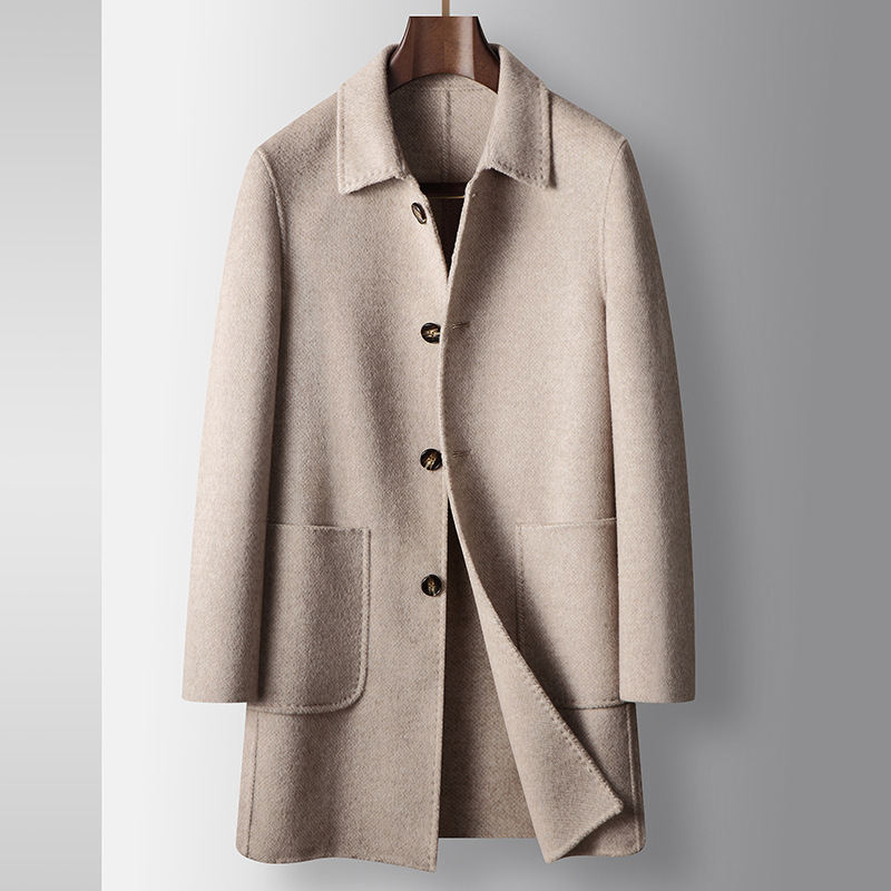 Mens Double Sided Wool Overcoat Mid Length Lightweight Business Casual Autumn Winter Collection Wholesale Available