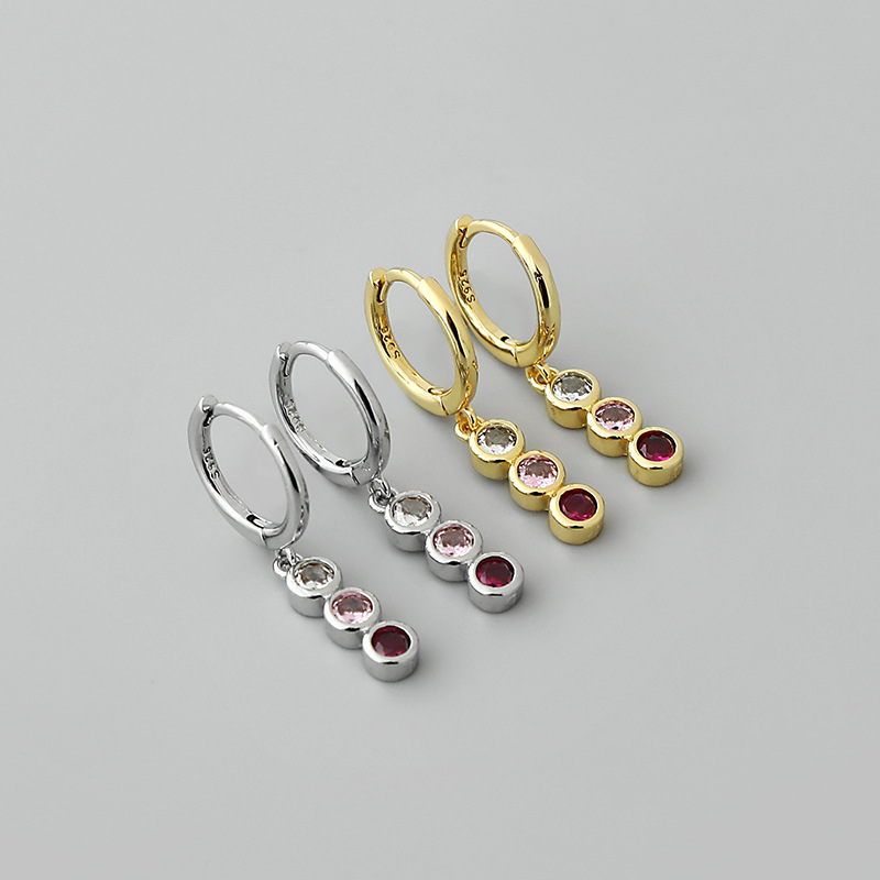 retro threecolor zircon drop hoop copper earrings wholesale Nihaojewelrypicture2