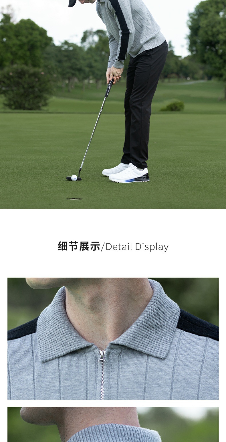 Áo len golf nam PGM sọc kẻ chống gió ấm áp — YF755-Áo len xanh hải quân [Thiết kế len sọc/màu tương phản], YF755-Áo len trắng [Thiết kế len sọc/màu tương phản], YF755-Áo len xám mặt trăng [Thiết kế len sọc/màu tương phản] chi tiết 15
