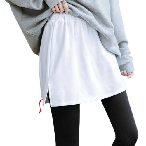 Thick padded maternity skirt with faux hem winter inner layering for buttock coverage matching white hoodie as base layer