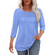 2025 Spring and Summer Europe and America Cross-border Amazon Independent Station Solid Color Round Neck Long Sleeve Striped T-shirt