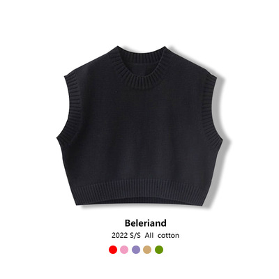 外贸22新款儿童针织马甲黑色秋宝宝童装大童男童毛衣女童背心亲子|ms