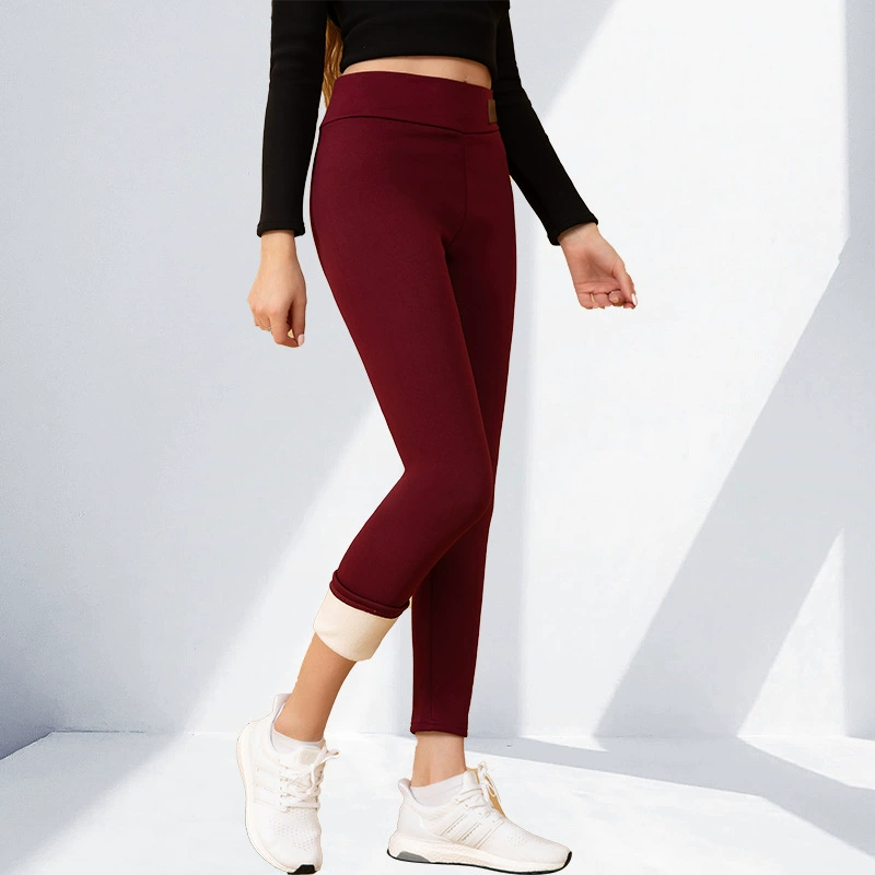 Бархатные л leggings, эластичные прилегающие брюки для тепло, европейский стиль, увеличенная толщина, высокий пояс