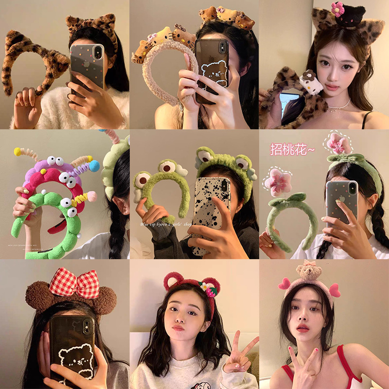 Korean Cute Plush Headband for Women, Daily Wear, High-Top Skull Headband, Hair Clip, Hair Tie, Year of the Horse Headwear