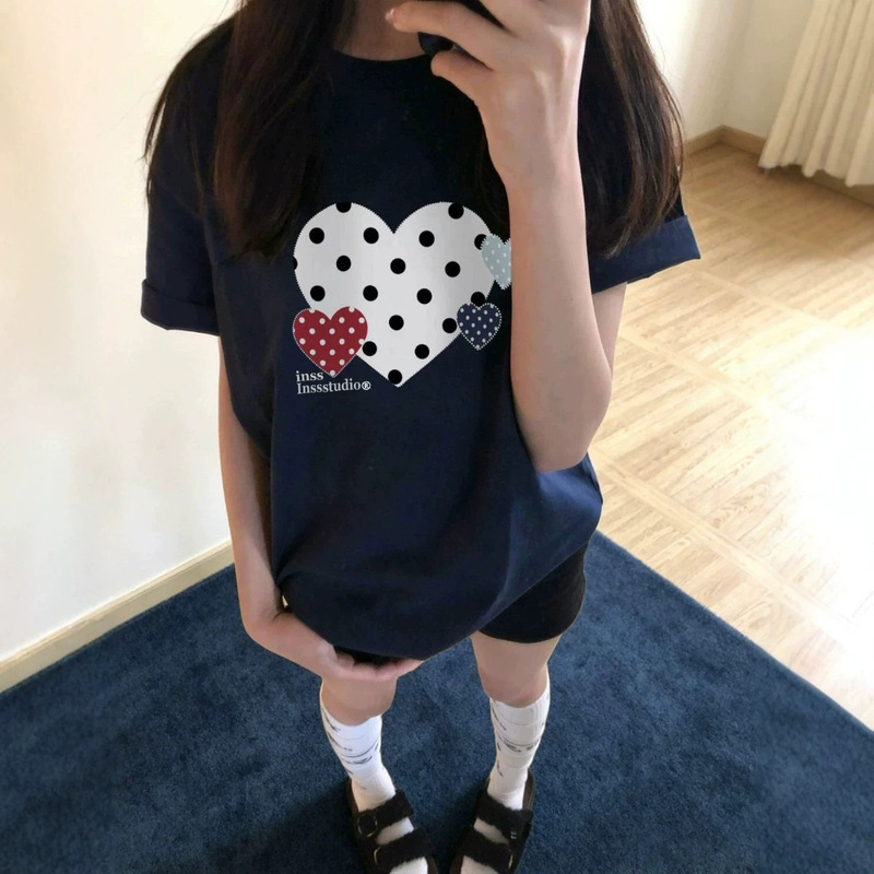 Plus-size American-style pure cotton oversized short-sleeve t-shirt for women, summer loose-fitting Korean-style casual design half-sleeve top Plus-size American-style pure cotton oversized short-sleeve t-shirt for women, summer loose-fitting Korean-style casual design half-sleeve top