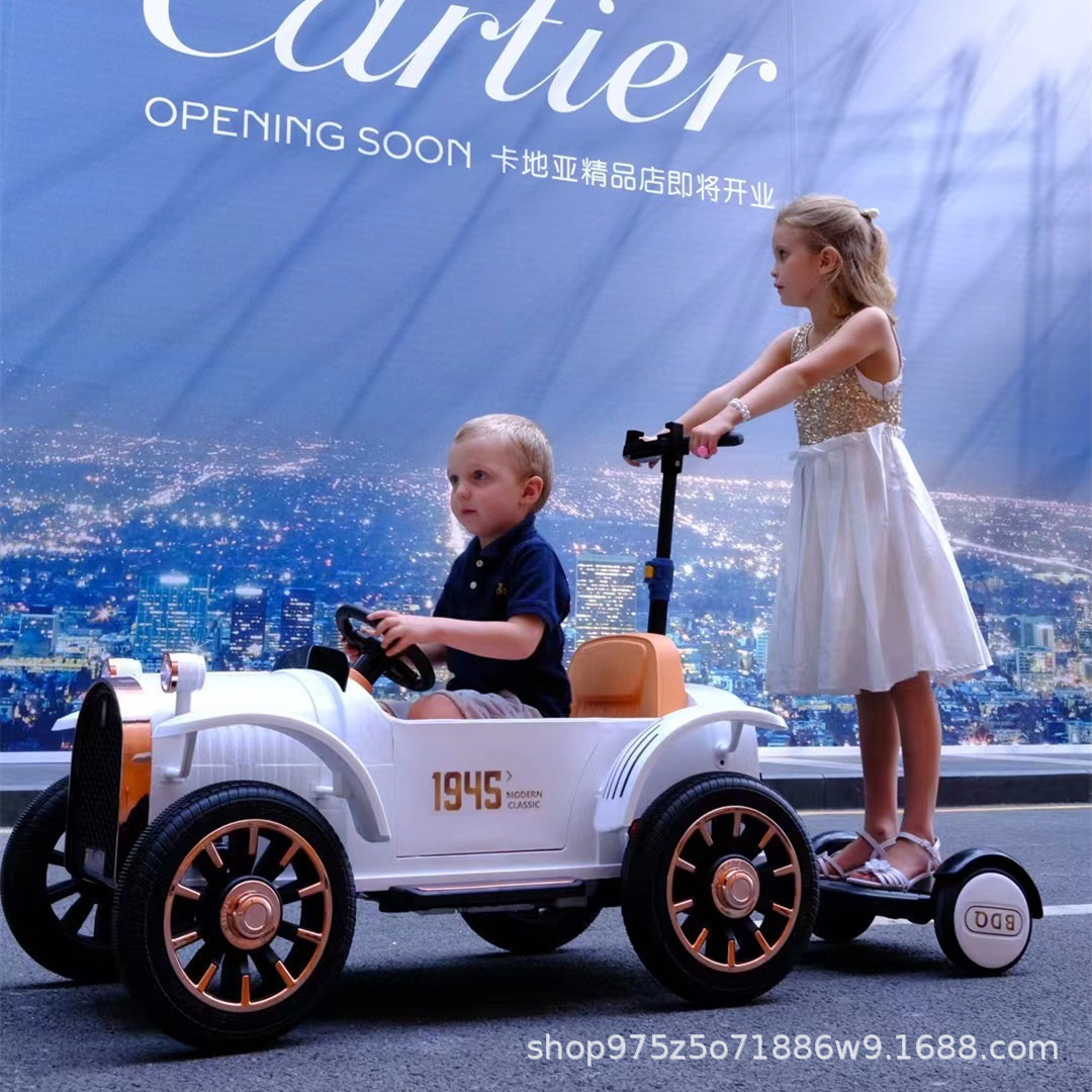 Bedoqi coche eléctrico para niños de cuatro ruedas doble asiento adulto interacción padre-hijo coche de juguete de control remoto para niños y niñas