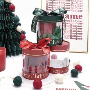 Christmas Apple box Christmas gift bag high-grade transparent hug bucket fruit packing box DIY gift box wholesale