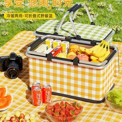 ピクニックバスケット 折りたたみ式 屋外 春のお出かけ キャンプ ピクニック 断熱 ポータブルバスケット ピクニック用品 インターネットセレブバスケット