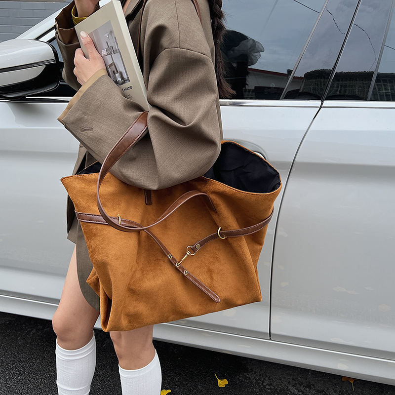 大容量托特包包女2025新款秋冬复古麂皮绒时尚百搭通勤单肩托特包|undefined