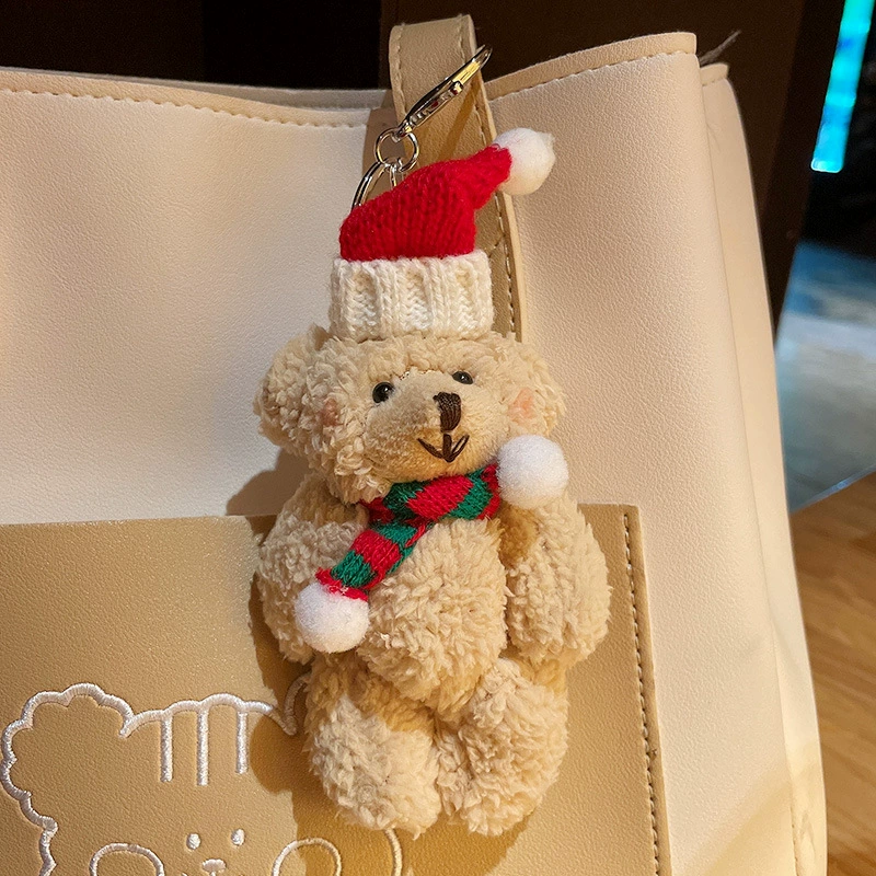 Plush keychain, doll, cute accessory, backpack, children's creative pendant, with little bears, creative gift