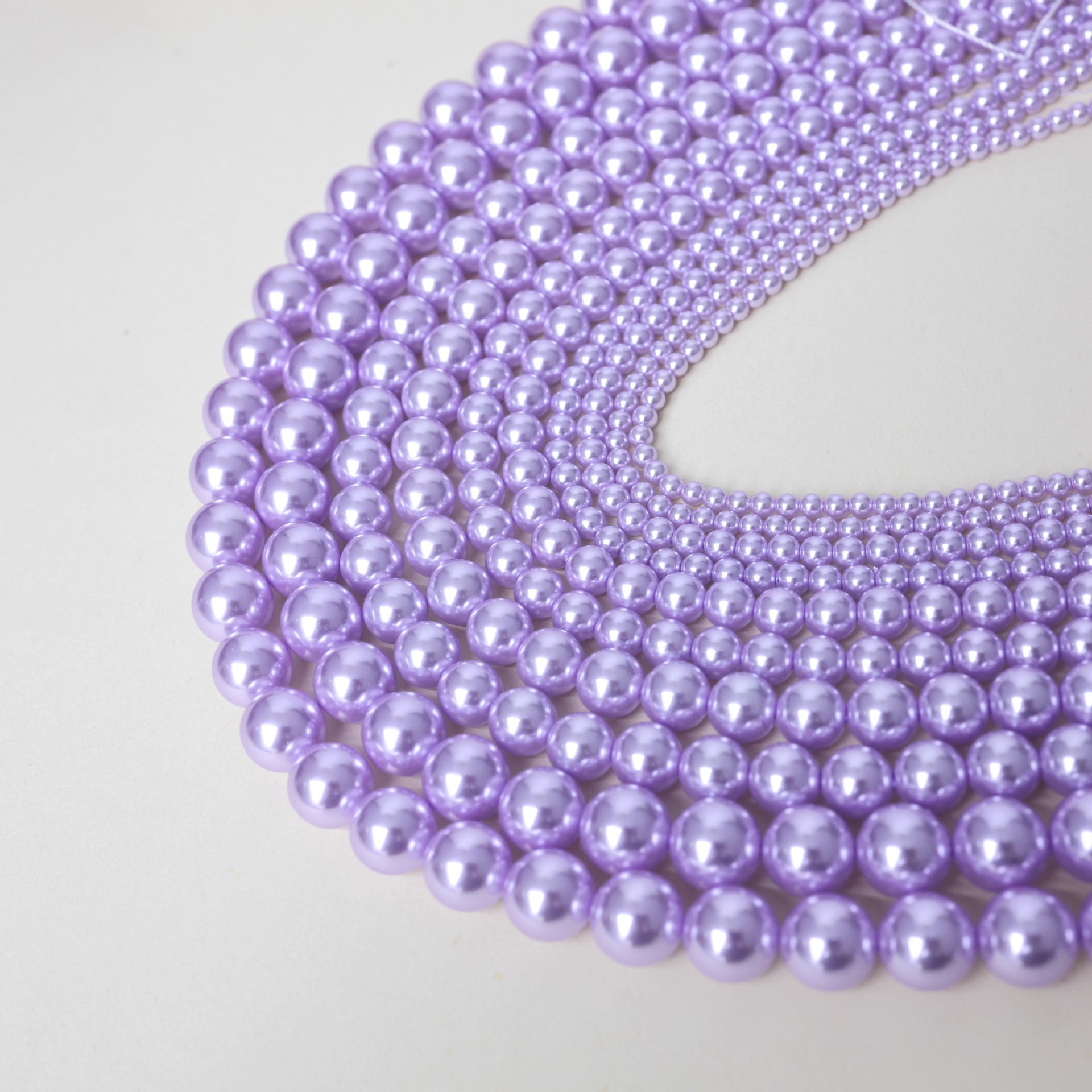 Shijia Pearl Loose Beads Lavender Purple through Hole Imitation Shell Beads Glass Pearl DIY Material Spacer Bead Jewelry Accessories