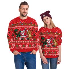 2023 クロスボーダー新クリスマス男性と女性の 3D プリントクリスマスラウンドネックスウェットシャツトップカップル着用ヨーロッパとアメリカ