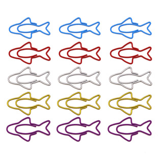 Shark shape paper clip metal color paper clip office stationery supplies data file clip iron paper clip