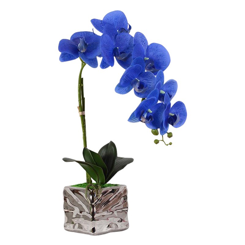 Phalaenopsis artificial flower set creative electroplating ceramic craft decoration artificial flower potted factory wholesale
