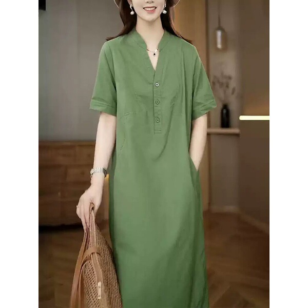 Summer long short sleeve dress for leisure