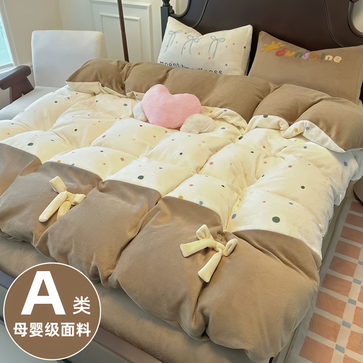 Invierno leche gruesa de terciopelo de cuatro piezas retrógrado con terciopelo de calentamiento sábanas cubiertas de cama dormitorio de flanel de tres piezas