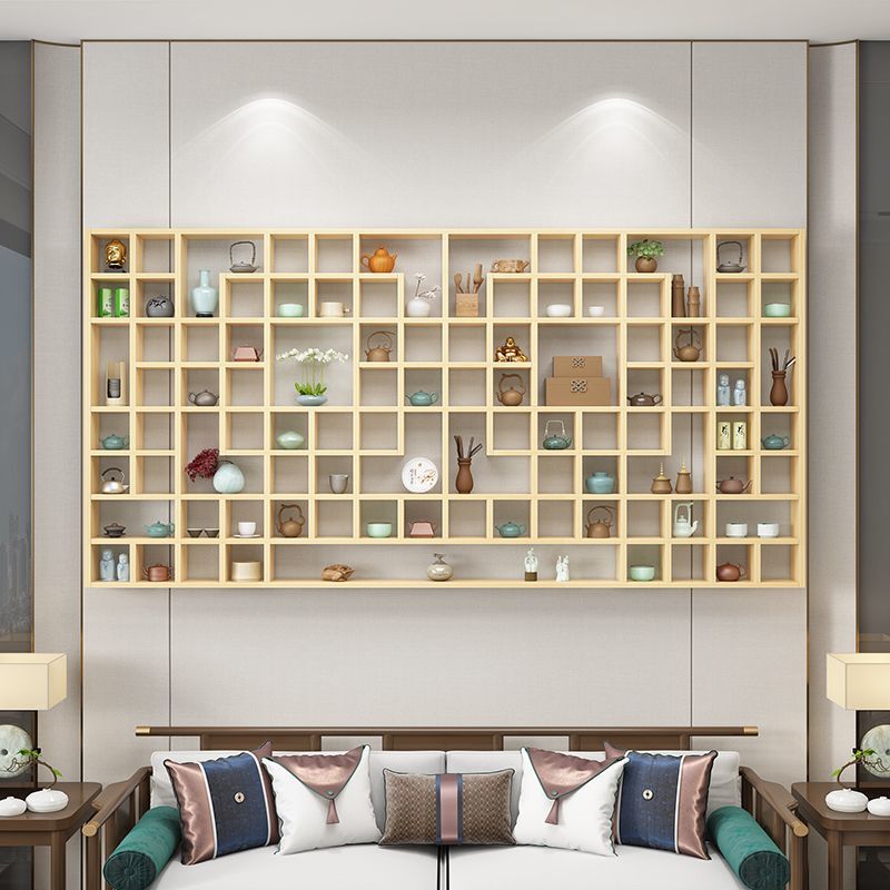 Solid Wood Grid Rack Wall Storage Rack Tea Cup Teapot Display Rack Creative Multi-Treasure Grid Storage Rack Solid Wood Grid Rack Wall Storage Rack Tea Cup Teapot Display Rack Creative Multi-Treasure Grid Storage Rack